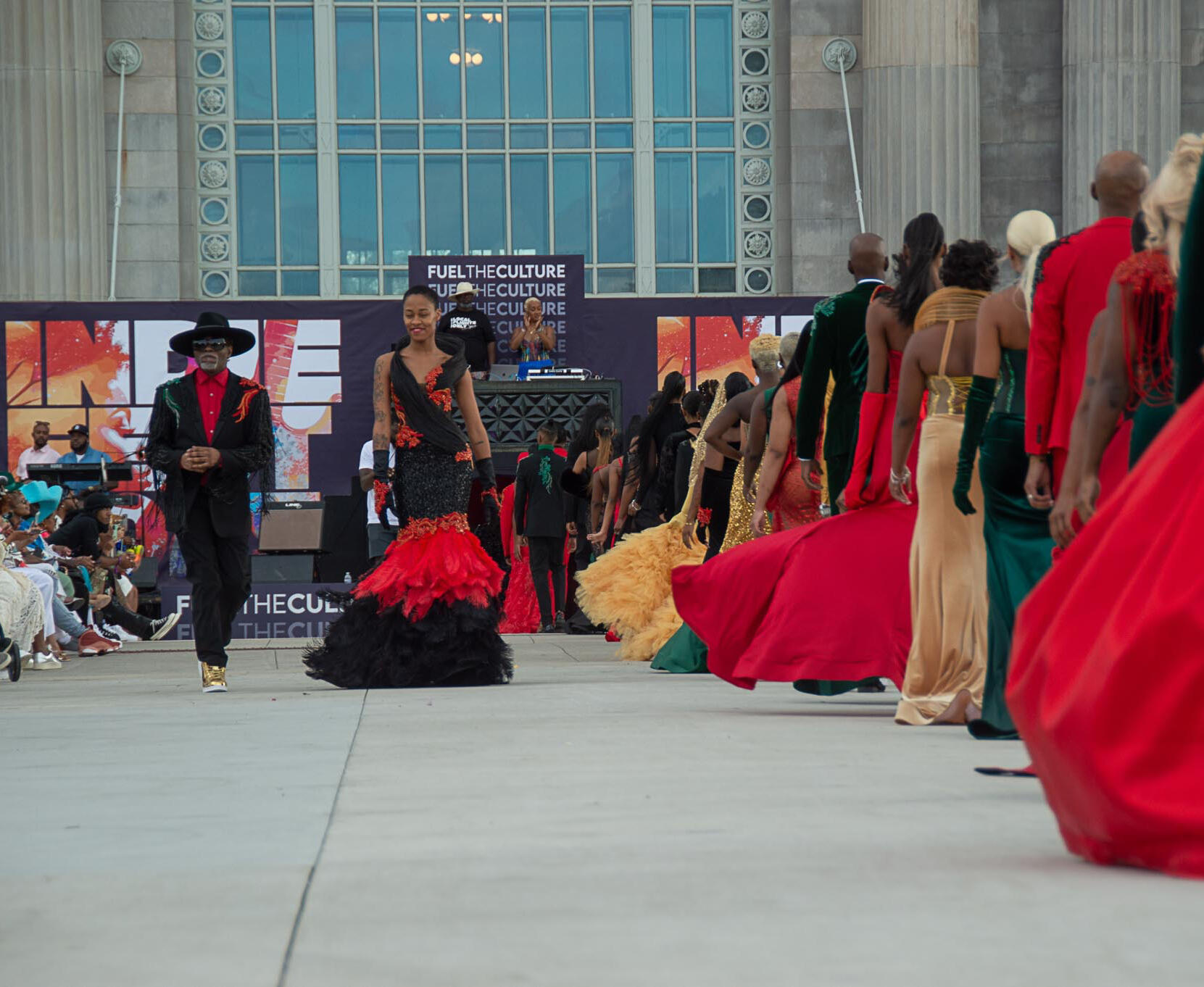 Fashion Photography Indie Fest 2025 at Michigan Central Station. Designer Fly Ty walks down the runway.